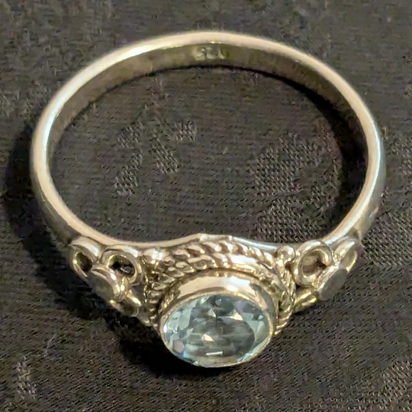 Vibrant Genuine Sky Blue Topaz Solid 925 Sterling Silver Size 9 - Picture 4 of 8